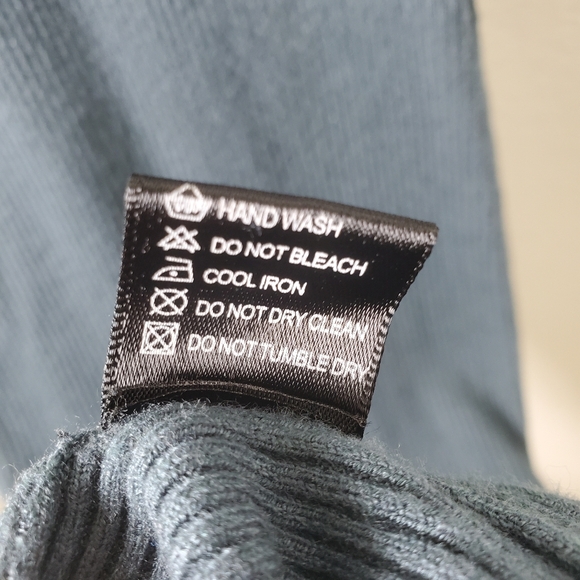 Nasty Gal Teal Blue Gray Long Sleeve Ribbed Knit Bodycon Dress Stretchy Cozy - Picture 8 of 13